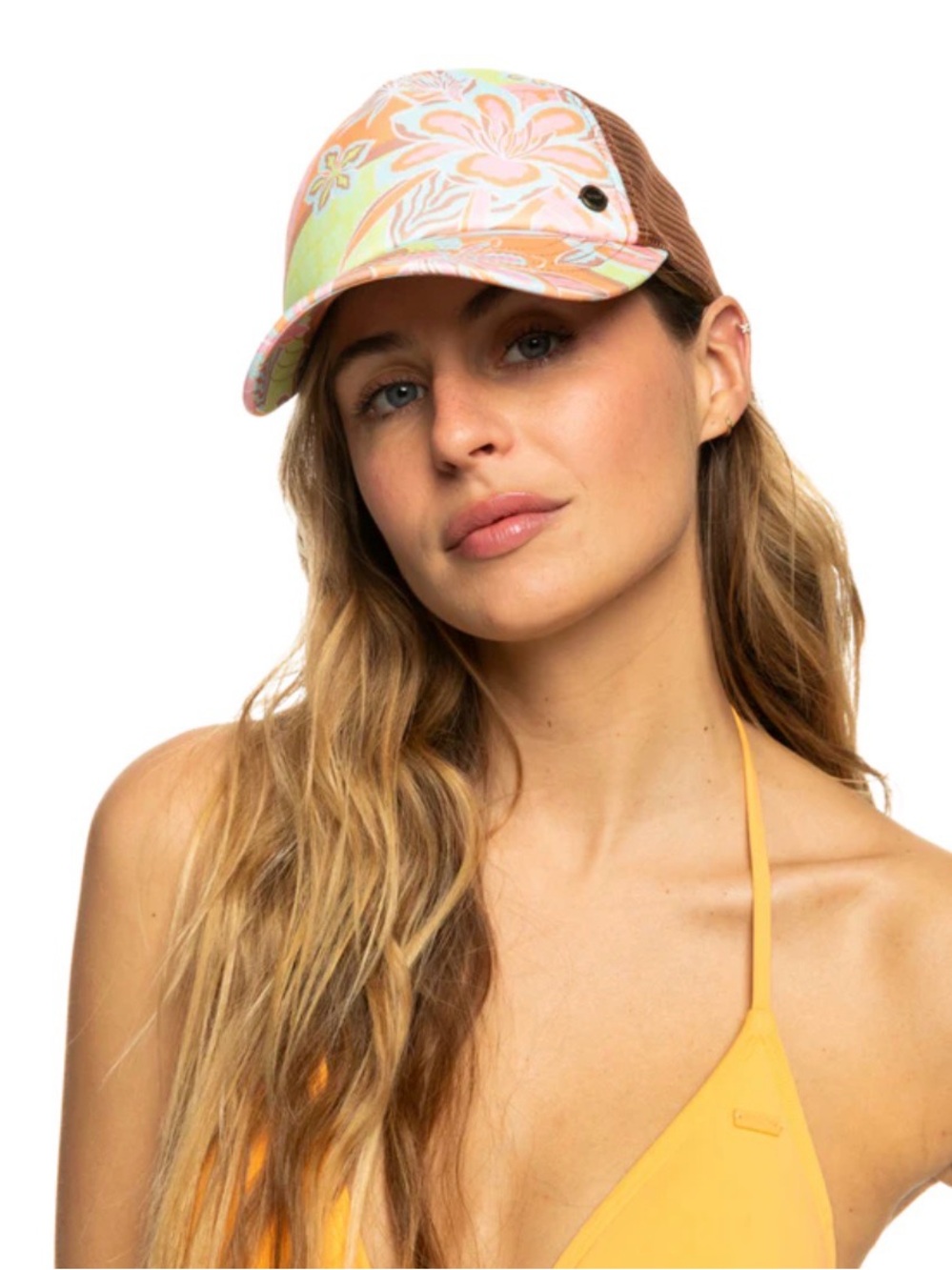 Roxy Women's Beautiful Morning Trucker Snapback Hat - Mock Orange Roxy Delic